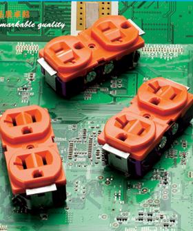 美标20A250V 美规双联插座 高级纯铜美式电源插座芯 橙色转换插头