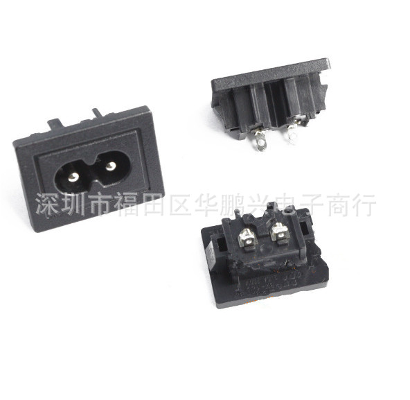 AC电源插座/大八字/24x31/端子脚/BX-180-2.0C 八字尾 点线脚