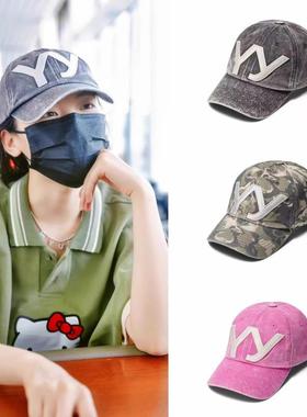 杨超越同款韩国openyy字母刺绣水洗做旧棒球帽男女鸭舌帽遮阳帽子