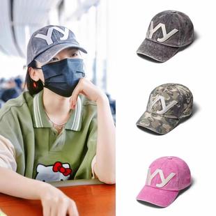 杨超越同款韩国openyy字母刺绣水洗做旧棒球帽男女鸭舌帽遮阳帽子