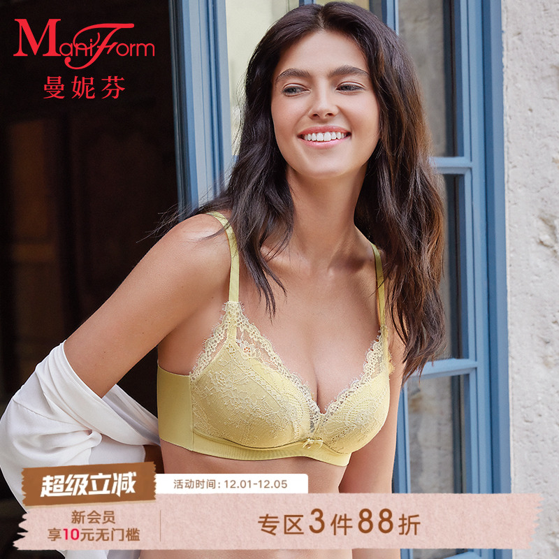 曼妮芬性感蕾丝内衣舒适无钢圈小胸聚拢文胸女士胸罩20812292
