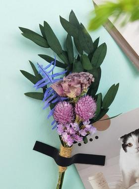 半吨喵喵迷你干花花束永生花高级感紫色系真花风干插花挂墙壁装饰