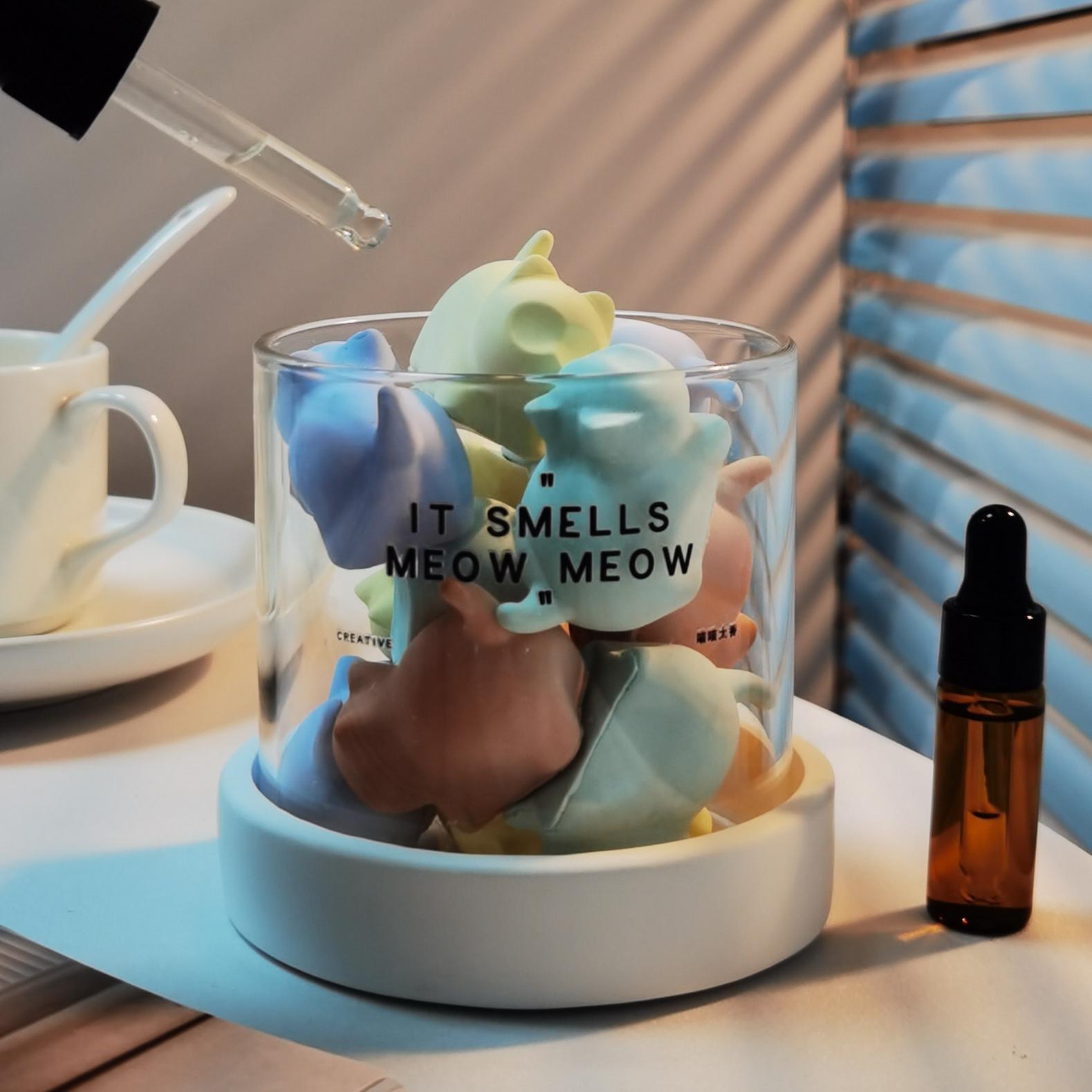 香薰摆件组合多巴胺彩色小猫装饰