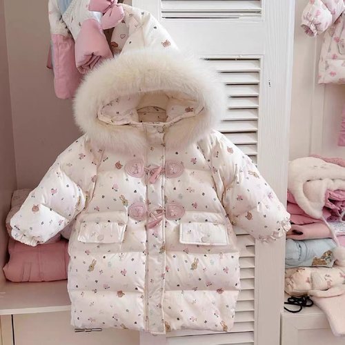 女童中长款棉衣加绒加厚棉服外套