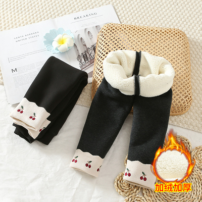 女童裤子秋冬女宝加绒打底裤长裤