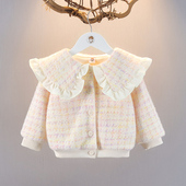 女童秋装 外出服公主加绒毛毛衣 女宝宝外套加厚婴儿上衣秋冬天开衫