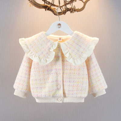 秋冬季女宝宝外套加绒开衫毛毛衣