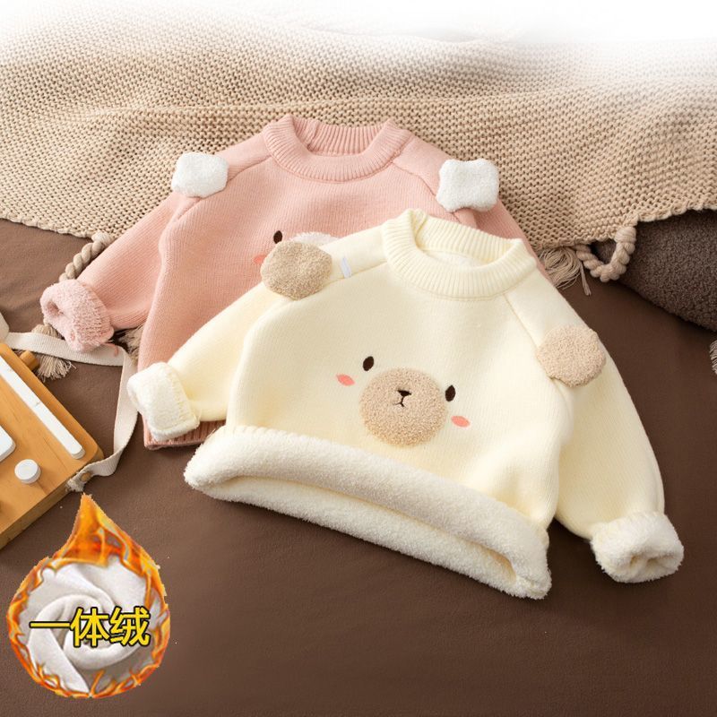 女宝宝一体绒毛衣加绒内搭打底衫