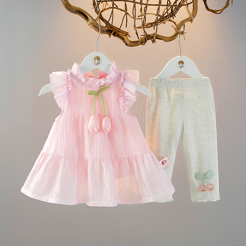 婴儿童装女童夏装1-3岁套装2女宝宝夏天衣服时髦公主连衣裙两件套