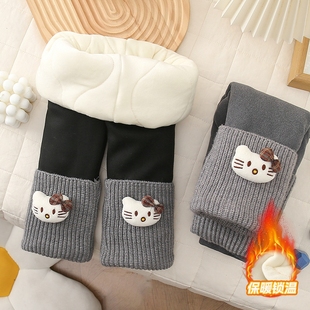 女童冬装裤子洋气女宝加绒夹棉打底裤保暖棉裤小女孩冬季外穿长裤