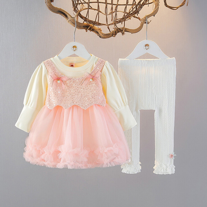 婴儿公主套装时髦女宝宝春装韩版女童春秋天衣服小女孩裙子两件套