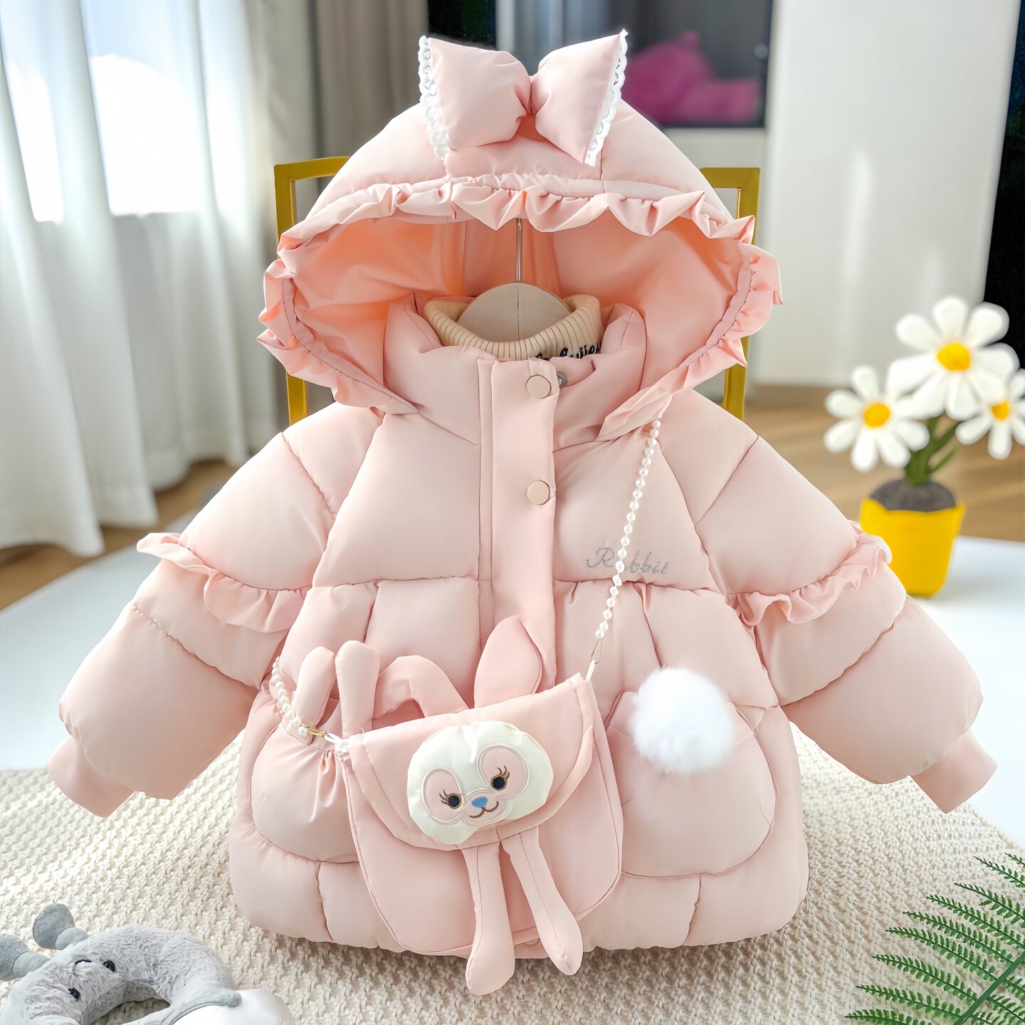 女宝宝冬天棉衣加绒加厚棉服外套