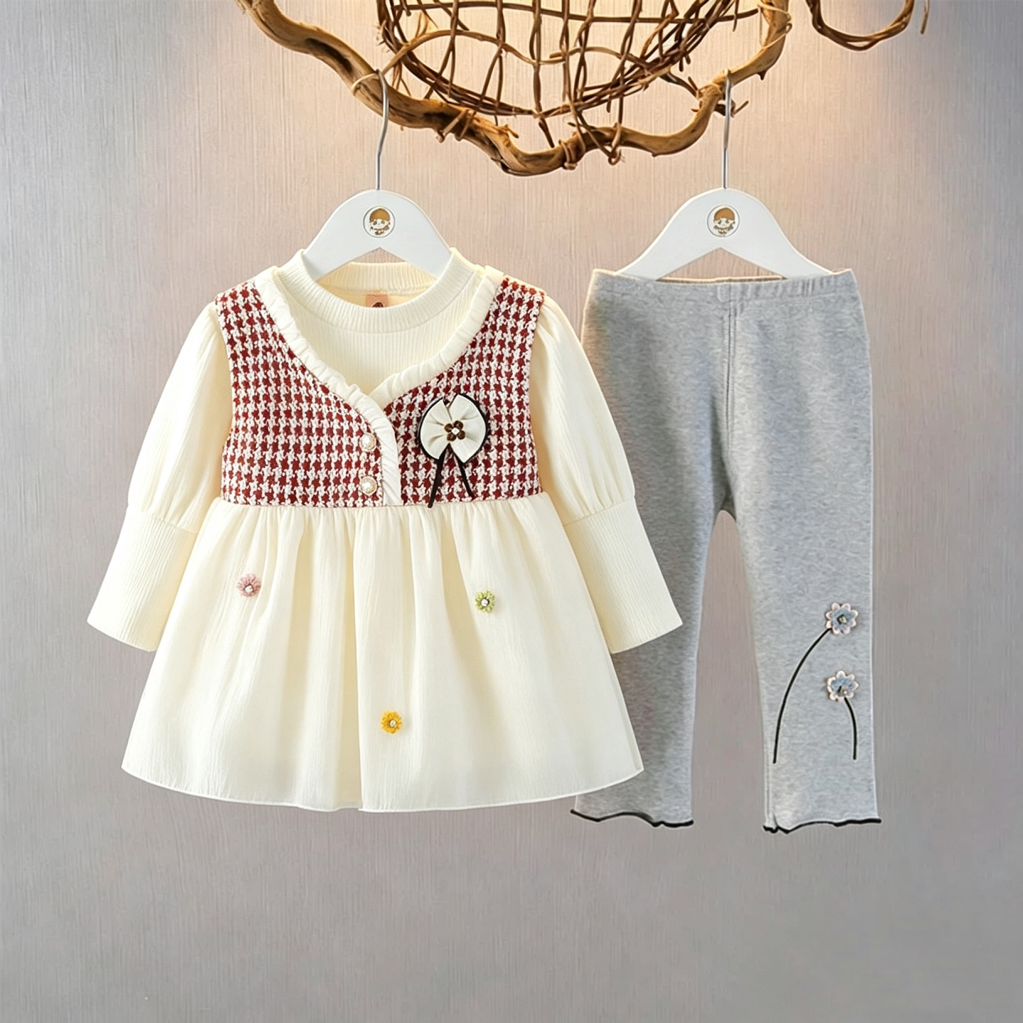 时髦女宝宝秋装套装衣服裙子两件图片