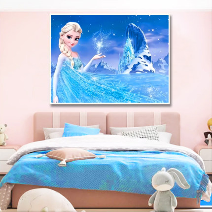 2024新款钻石画卡通十字绣满钻艾莎公主钻石绣儿童房贴钻画水晶钻