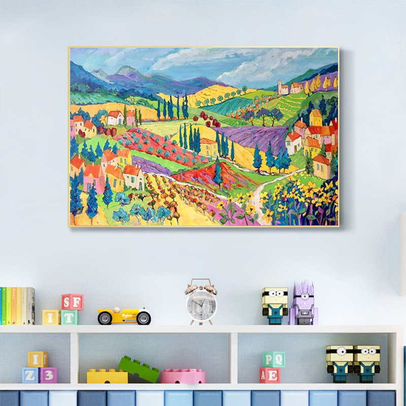 山间小镇2026新款钻石画田园风景点钻十字绣满钻儿童房治愈钻石绣