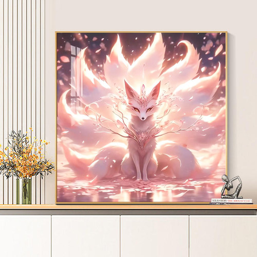 仙境治愈系粉色狐狸钻石画动物