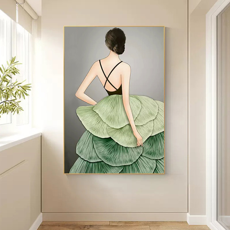 5d钻石画满钻卡通背影女孩高级感玄关客厅十字绣2024新款简约现代