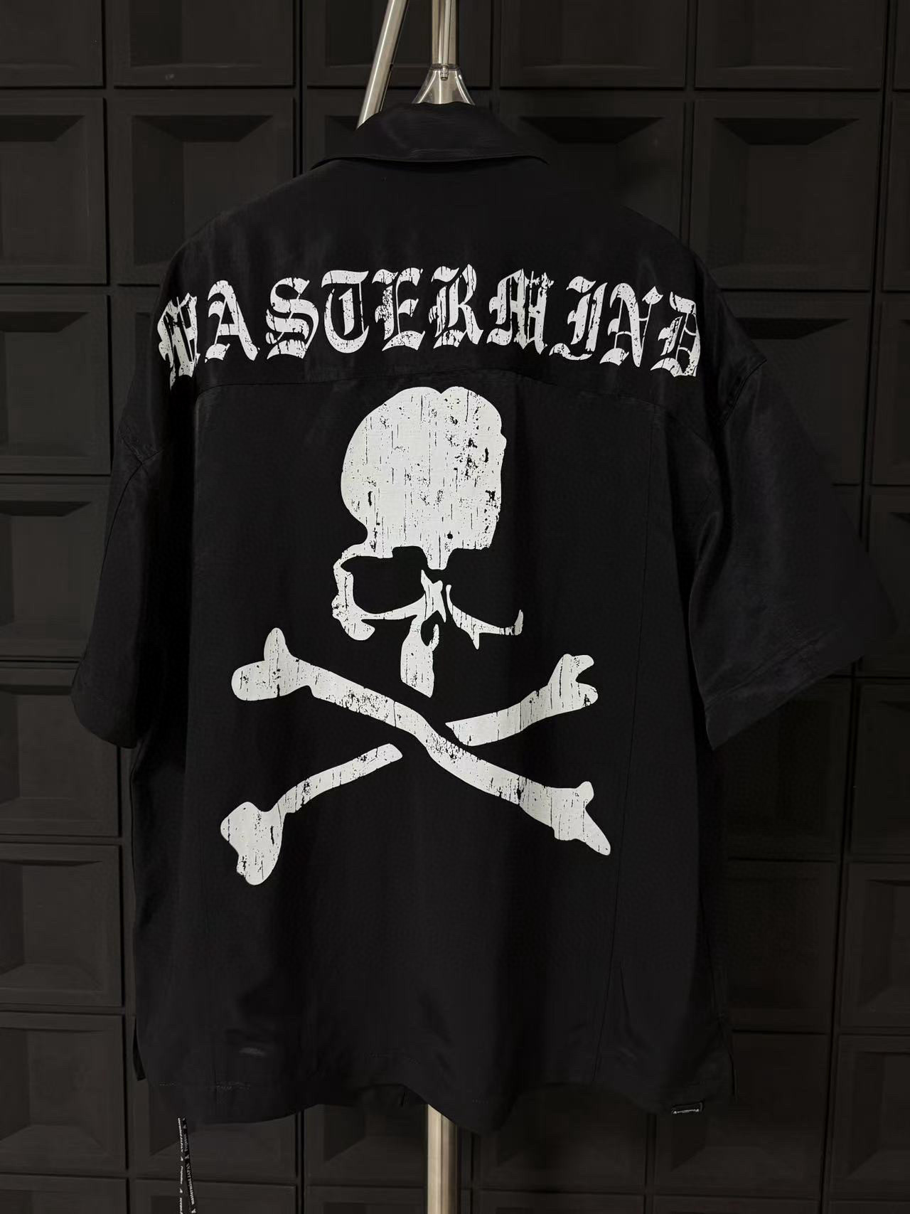 夏季宽松版休闲男士短袖衬衫潮牌情侣款骷髅头印花半袖衫打底上衣