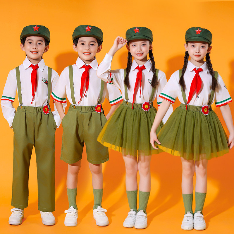 军绿翻领显得精神足裙子软纱舒服
