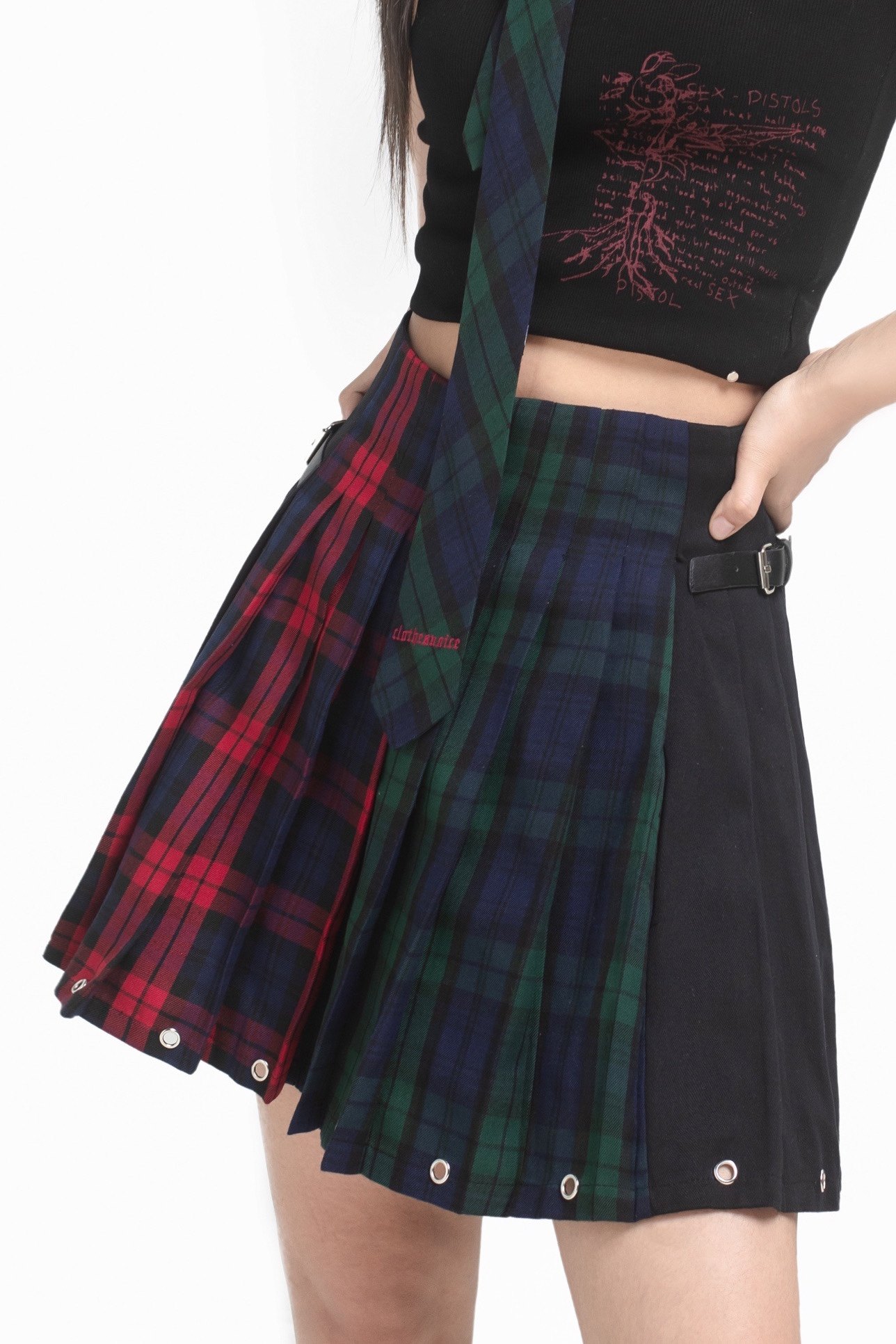 复古朋克学院半身裙CLOTHESVOICE