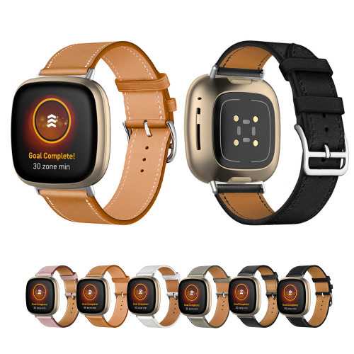 适用FitbitVersa3真皮表带Versa4