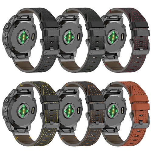 适用佳明Fenix8圆孔双色真皮表带