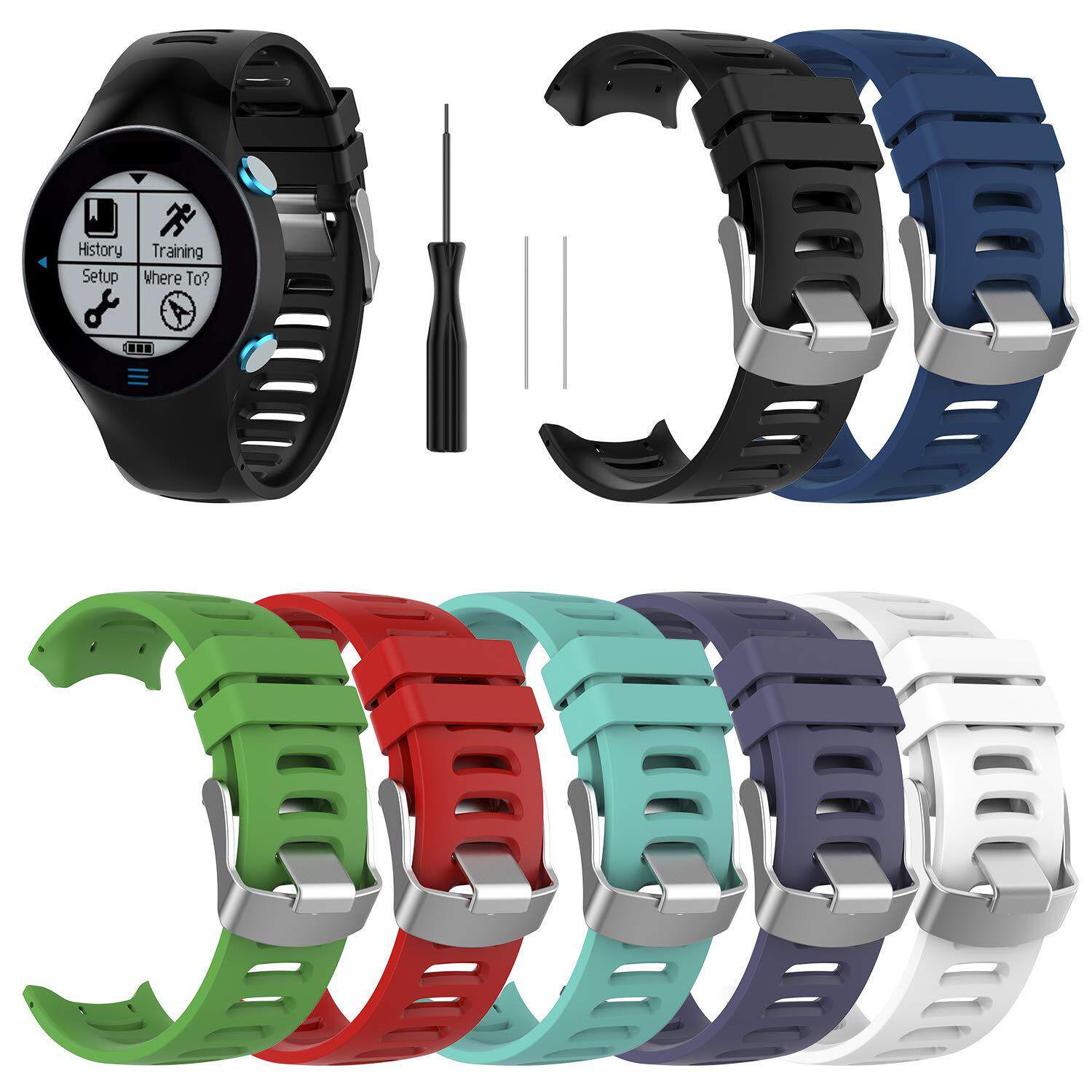 适用佳明Forerunner 610硅胶表带Garmin 610运动腕带透气