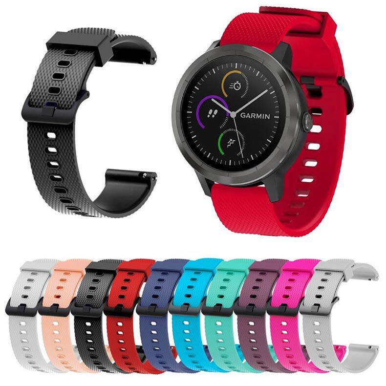 适用于佳明vivoactive3/Forerunner 245/vivomove hr硅胶黑扣表带