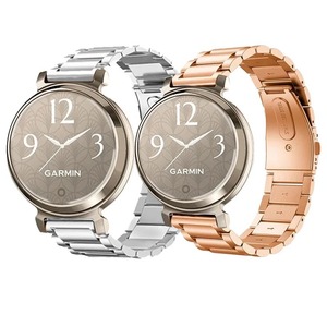 适用于佳明Lily2三珠金属表带 Garmin Lily 2女性不锈钢腕带钢带