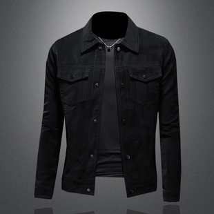 欧洲站2025春秋季韩版男士翻领机车皮外套修身潮男皮衣青年夹克男