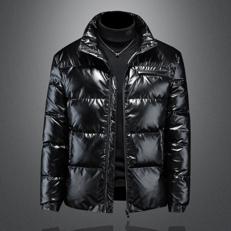 亮面男士羽绒服立领青年简约帅气个性冬季新款韩版高端外套秀禾服