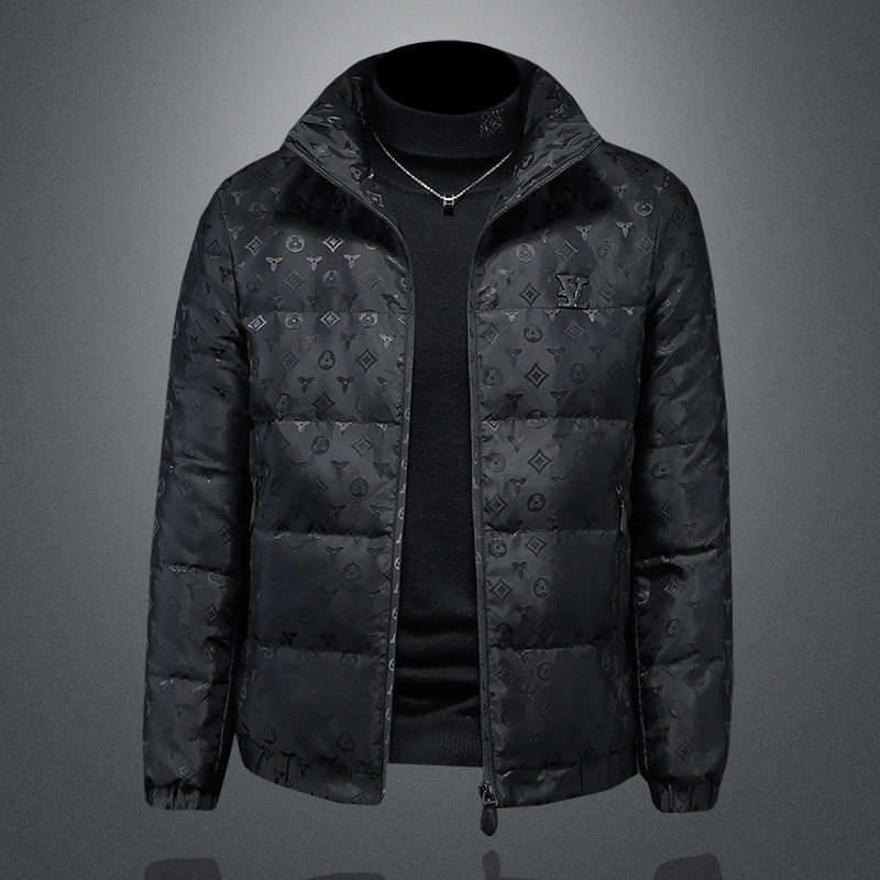 欧洲站冬装新款立领提花羽绒服男加厚青年商务休闲保暖个性外套男