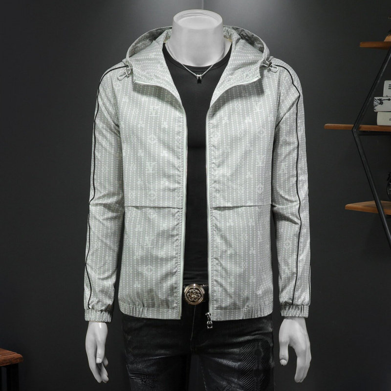 2026新款休闲夹克男士连帽印花个性修身潮流青年男外套百搭字母潮