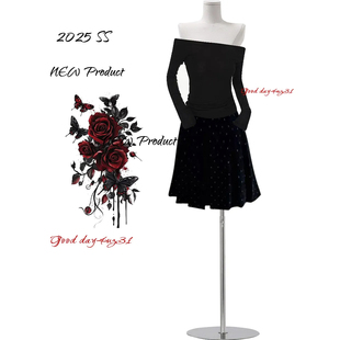 新款 大码 女秋冬季 复古波点牛仔半身裙裤 街头加厚设计a字中裙 美式