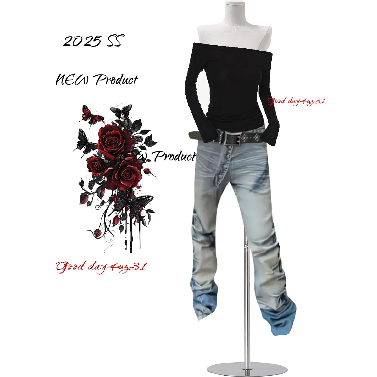 大码美式复古水洗牛仔裤