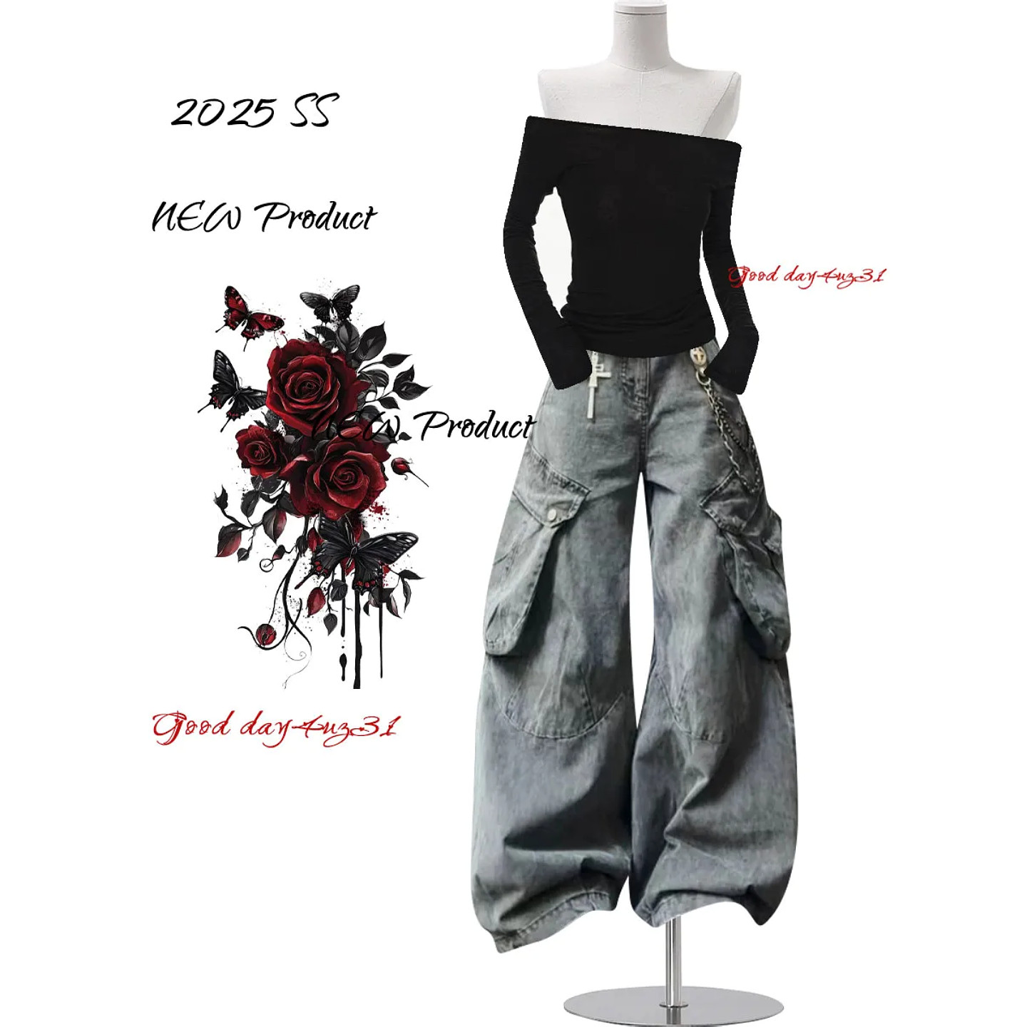 大码美式复古大口袋设计感牛仔裤女春季新款街头解构拼接弯刀裤潮,女装/女士精品,大码裤装,淘宝优惠券,粉丝福利购,淘宝优惠卷