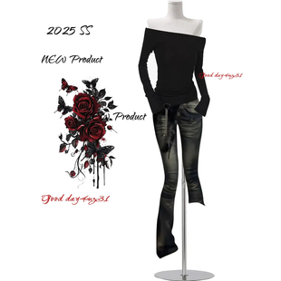 美式 街头做旧设计感喇叭长裤 复古弹力微喇牛仔裤 新款 女秋冬季 大码