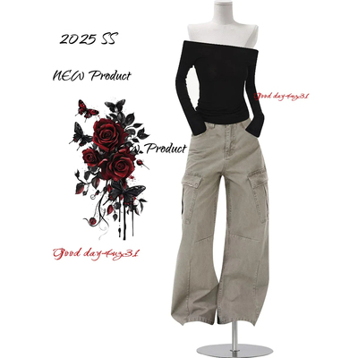 大码美式复古多口袋牛仔裤