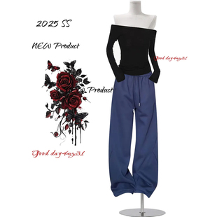 美式 街头百搭宽松卫裤 复古水洗松紧腰抽绳阔腿裤 新款 女秋冬季 大码