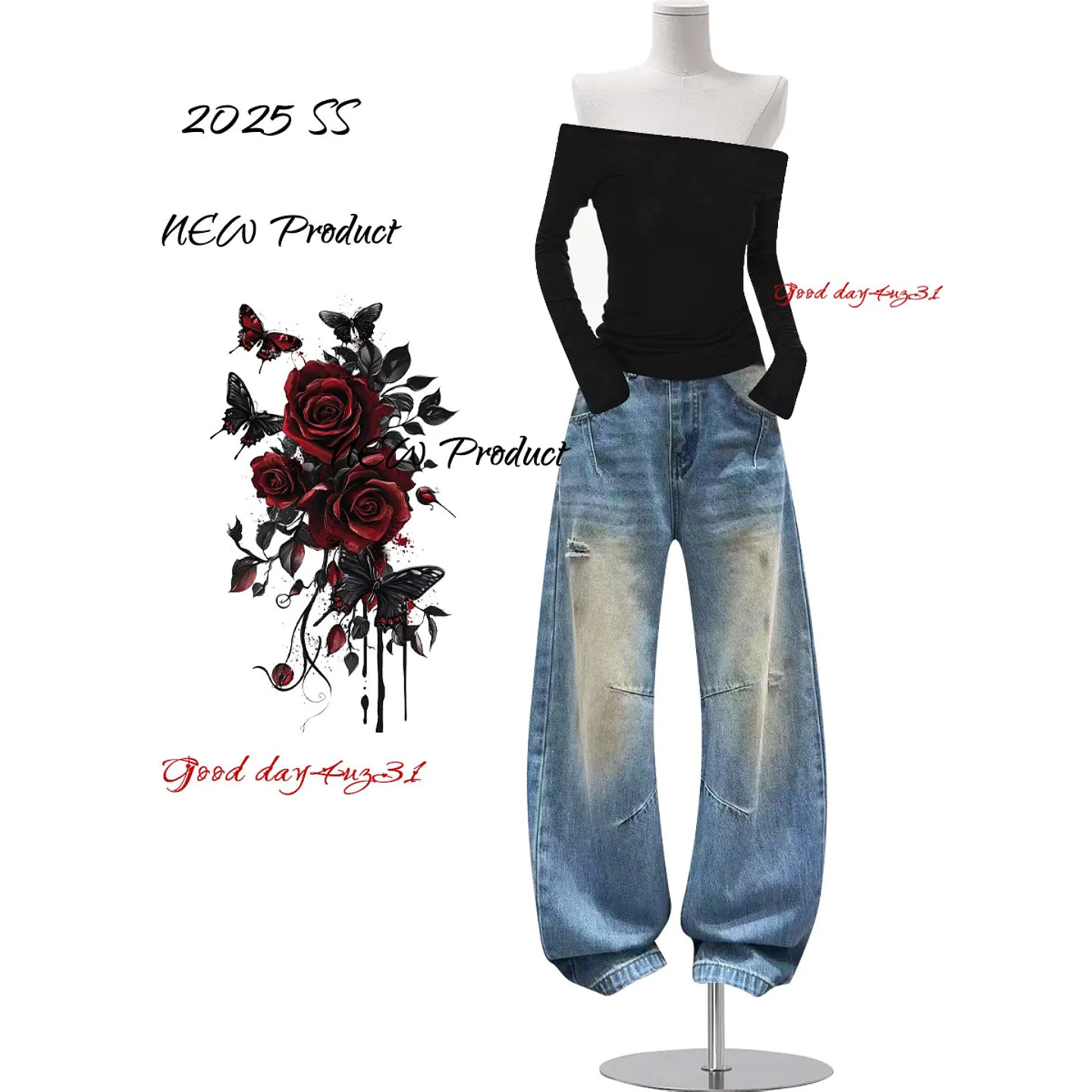 大码美式复古解构拼接牛仔裤女春季新款街头个性磨破设计感弯刀裤,女装/女士精品,大码裤装,淘宝优惠券,粉丝福利购,淘宝优惠卷