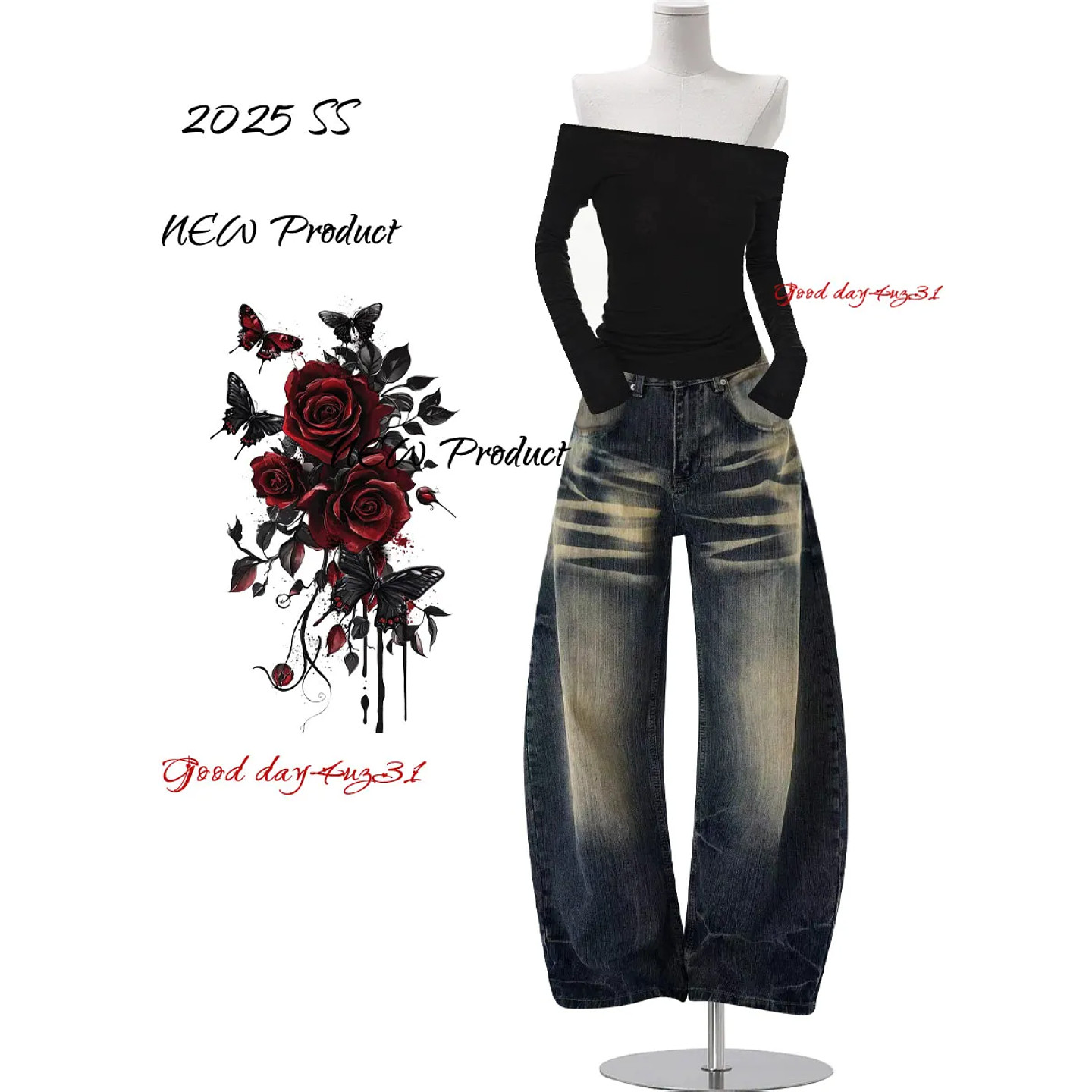 大码美式复古做旧水洗牛仔裤女春季新款街头磨痕猫须设计感弯刀裤,女装/女士精品,大码裤装,淘宝优惠券,粉丝福利购,淘宝优惠卷