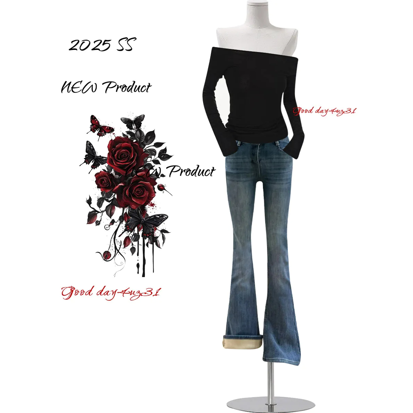 大码美式复古水洗加绒微辣牛仔裤