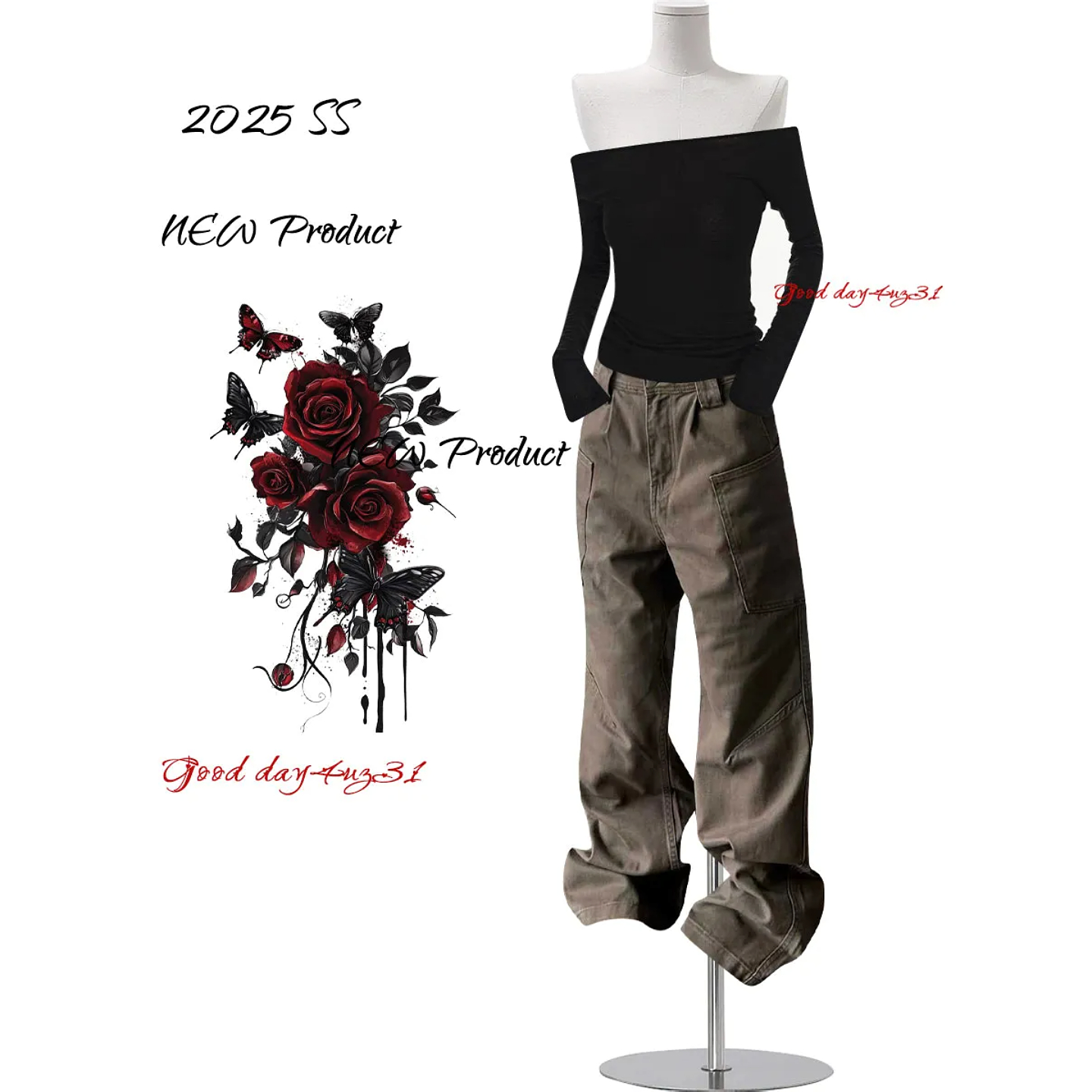 大码美式复古口袋设计牛仔裤