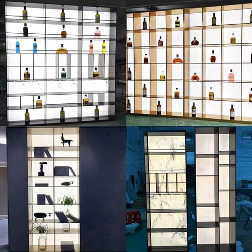 不锈钢发光展示柜酒柜亚克力发光背板不锈钢书柜金属钢板柜装饰柜 - 封面