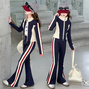 女童春装 2026新款 洋气中大儿童春秋款 休闲女孩外套运动两件套 套装
