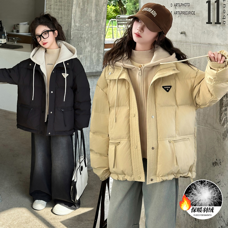 女童冬洋气假两件白鸭绒羽绒服