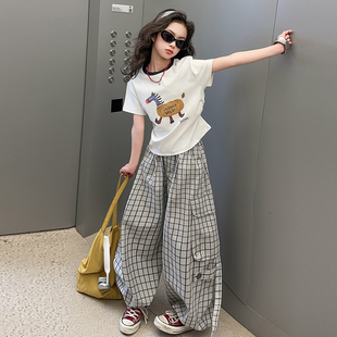 女童夏装工装裤套装2026新款韩系超好看短袖t儿童夏季运动两件套