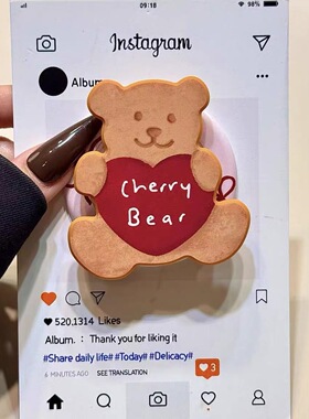 可爱红色爱心熊磁吸支架适用于 MagSafe手机强力磁吸伸缩支架桌面