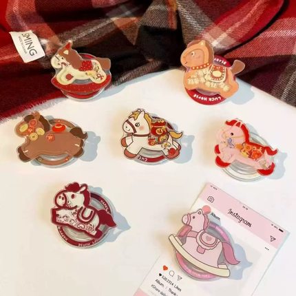 新年款小马摇摇乐磁吸支架适用 MagSafe手机强力磁吸伸缩支架桌面