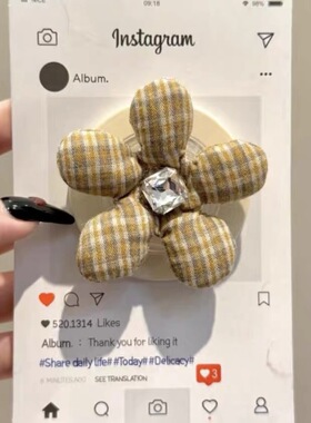 立体黄色格纹花朵磁吸支架适用 MagSafe手机强力磁吸伸缩支架桌面